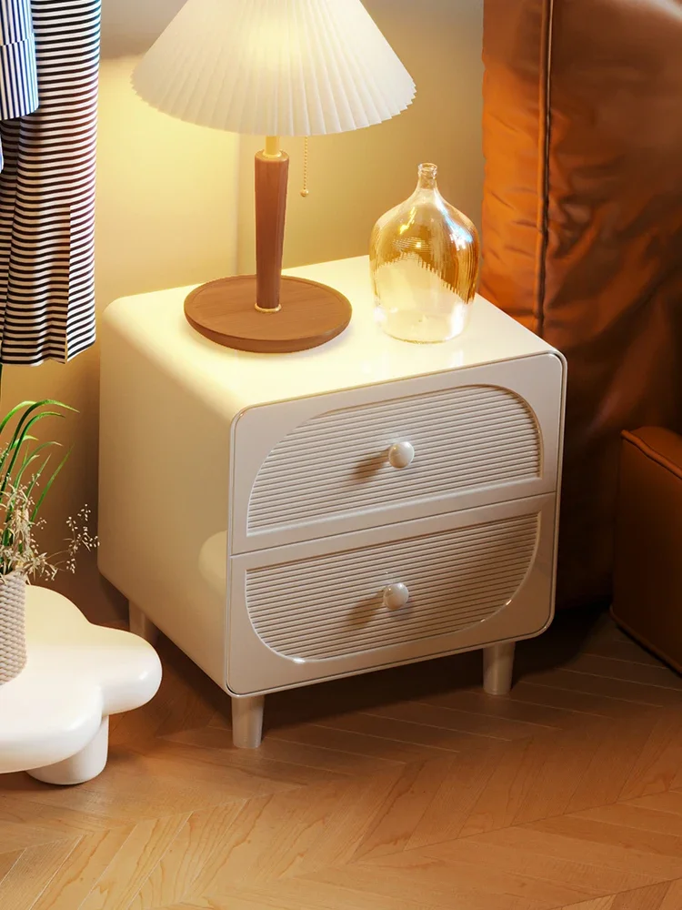 Cream Style White Bedside Table Ins Style Small Simple Modern Light Luxury Minimalist Silent Style