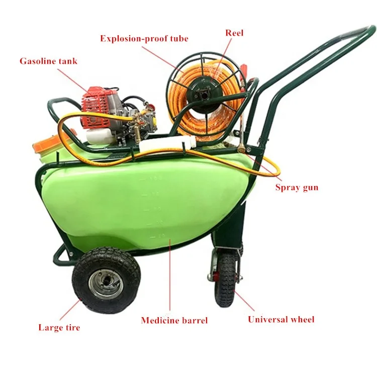 JUYOU Trolley Type High Pressure 100L 160L Agricultural Gasoline Power Garden Sprayer