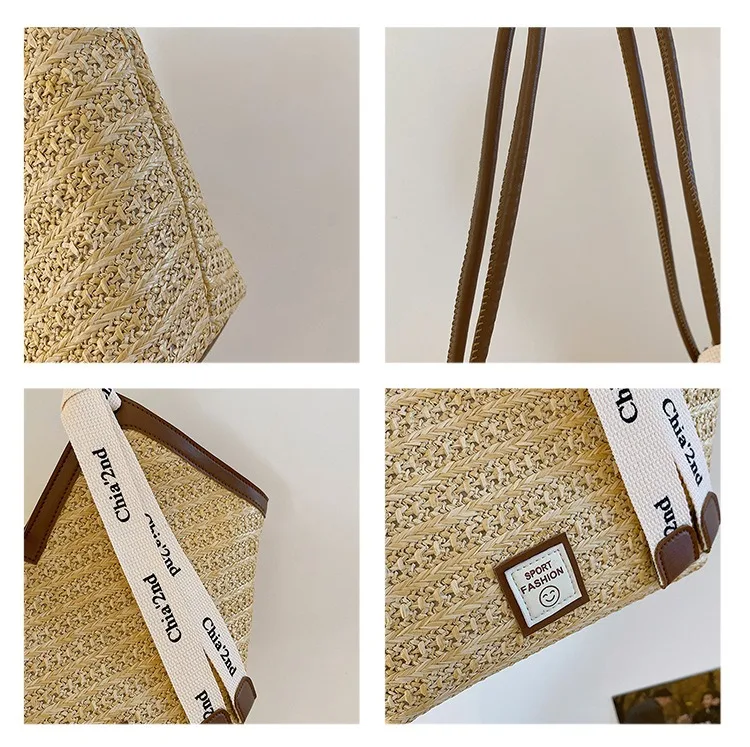 Women's Large Capacity Shoulder Bag Summer Straw Woven Basket Handbag Fashion Female Luxury Designer Beach Bag Bali Shopper Tote image 5