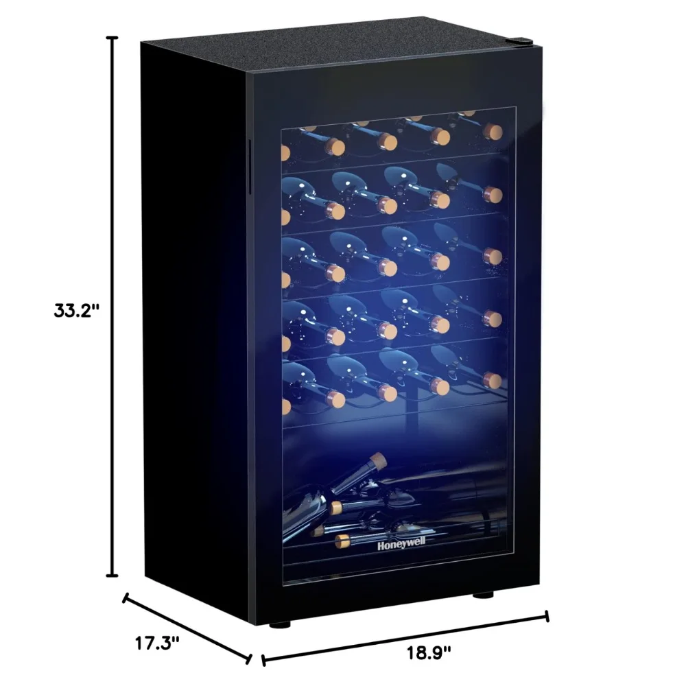 34 Bottle Compressor Wine Cooler Refrigerator, Large Freestanding Wine Cellar For Red, White, Champagne or Sparkling Wine