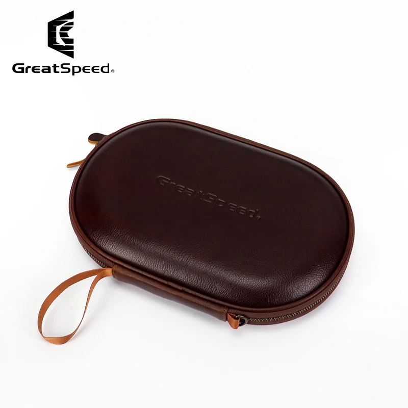 Top-grain Leather Table Tennis Sports Bag High Quality Real Leather Table Tennis Racquet Storage Cover Athlete Table Tennis Box view 2