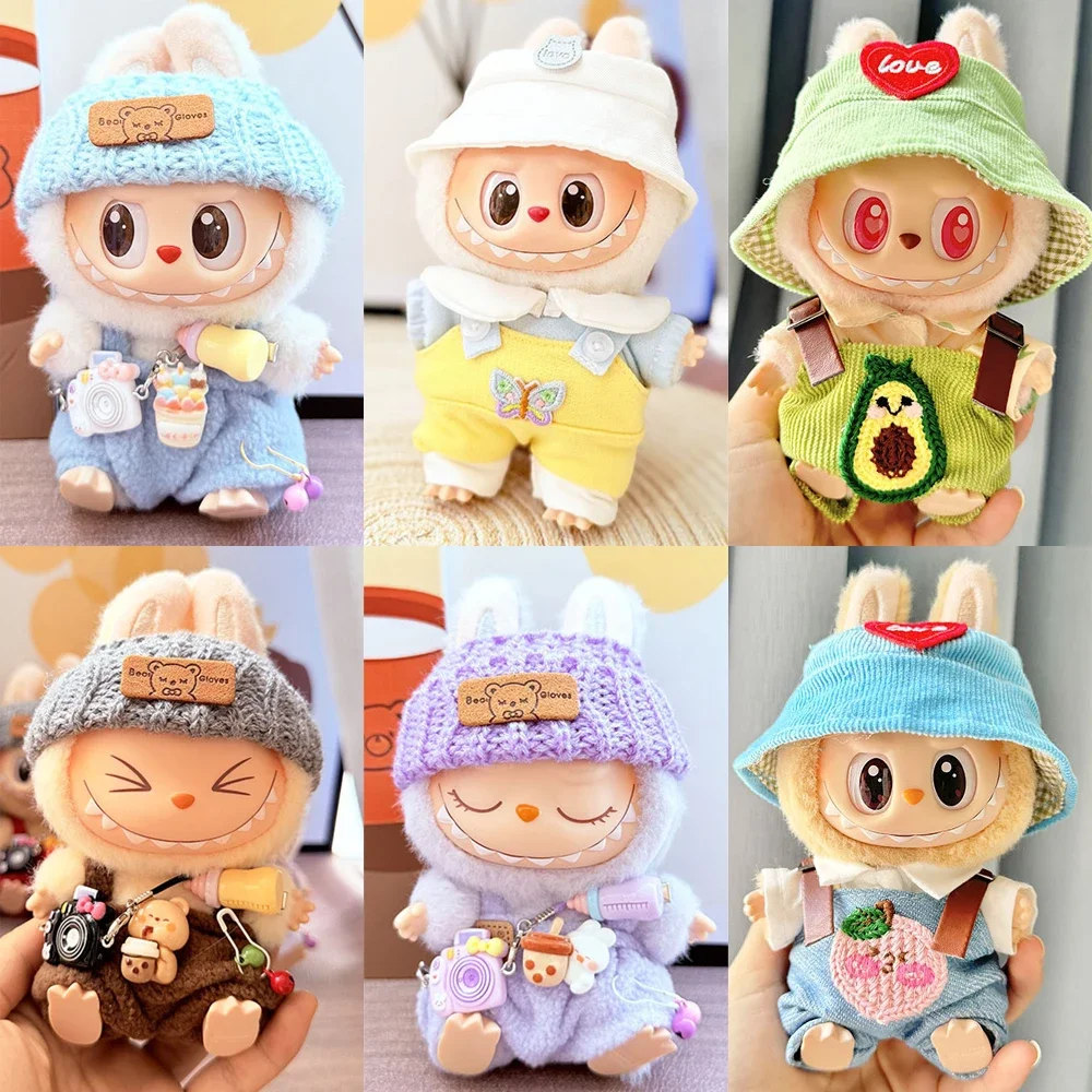

Only 15-17cm Labubu Clothes V1v2 Outfit Plush Doll Clothes Macaron Cute Clothing Overalls Suit Hat Doll Accessories No Doll