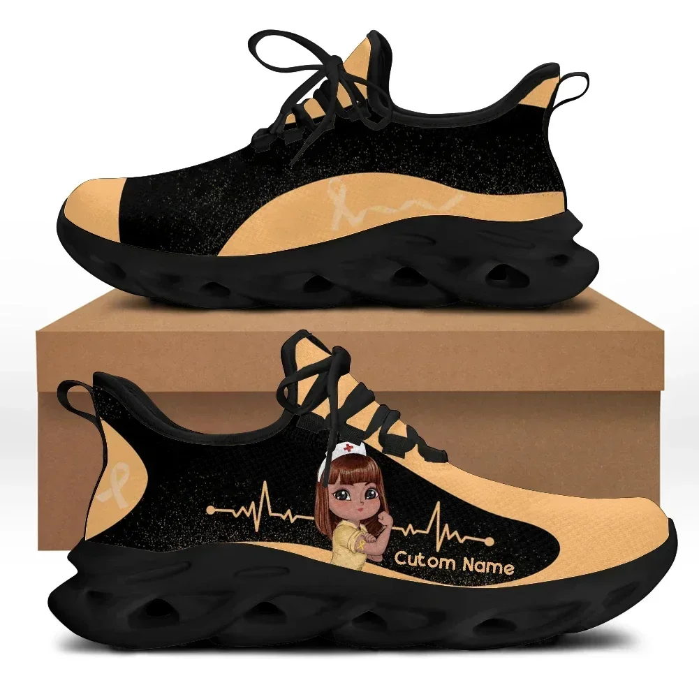 Personalized Breast Cancer Platform Shoes Non-Slip Mesh Sneakers Cute Nurse Girls Pattern Tennis Mujer Enfermera Hot
