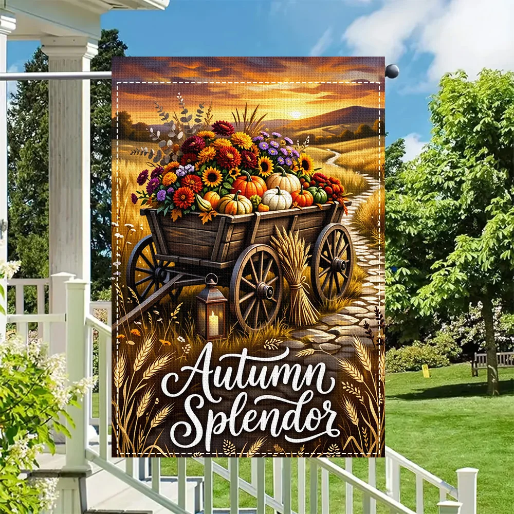 1pc Autumn Splendor Float Garden Flag, 2-sided print for seasonal patio and outdoor fall decor (pole not included)