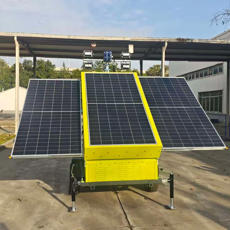 Mobile Lighting Tower Electric Control Mast 9m Short Extendable Pole Portable Wheel Base For Road Renovation Lighting