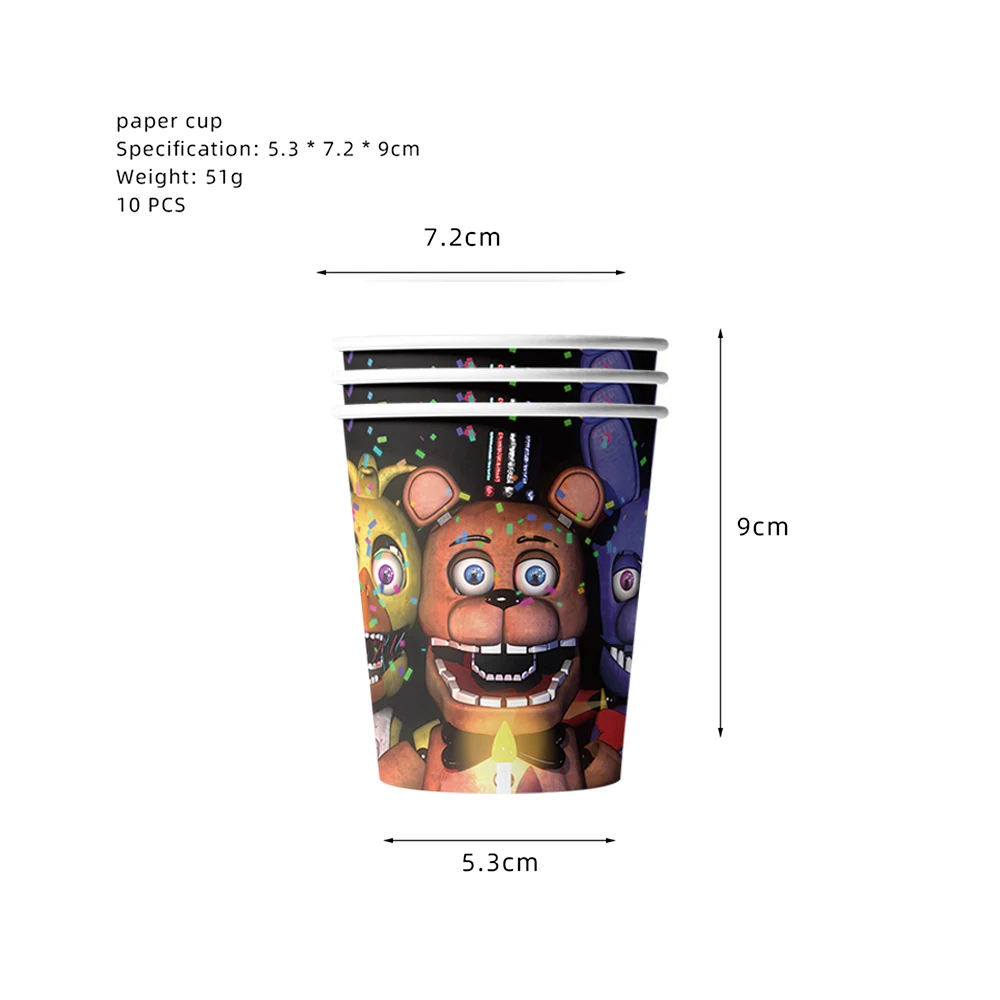FNAF Five Nights at Freddy's Geburtstagsparty-Dekorationen, Luftballons, Teller, Banner, Geschirrset für Babyparty, Partygeschenke, Kindergeschenke – Detail 4