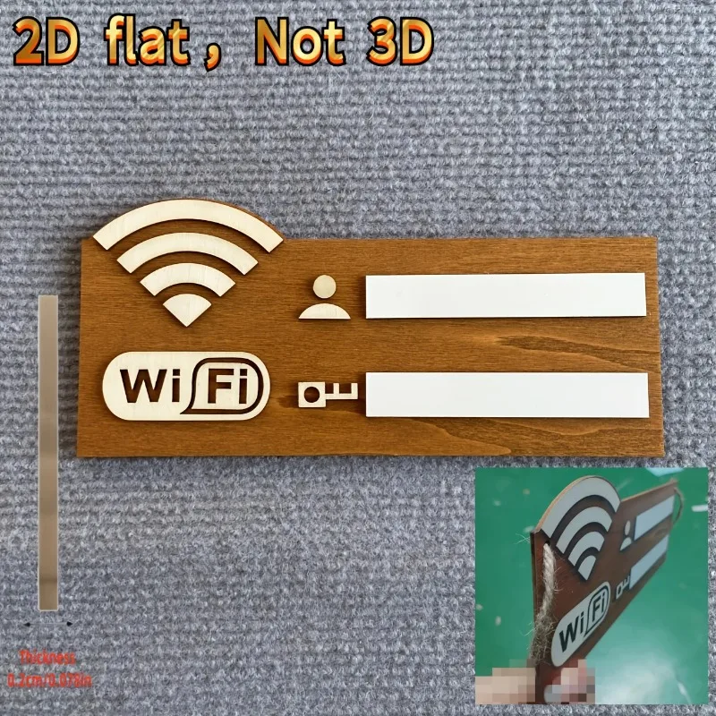 Placa de Senha WiFi 2D de Madeira com Quadro Apagável e Marcador, Decoração de Verão para Casa/Escritório/Airbnb para Fácil Acesso ao WiFi