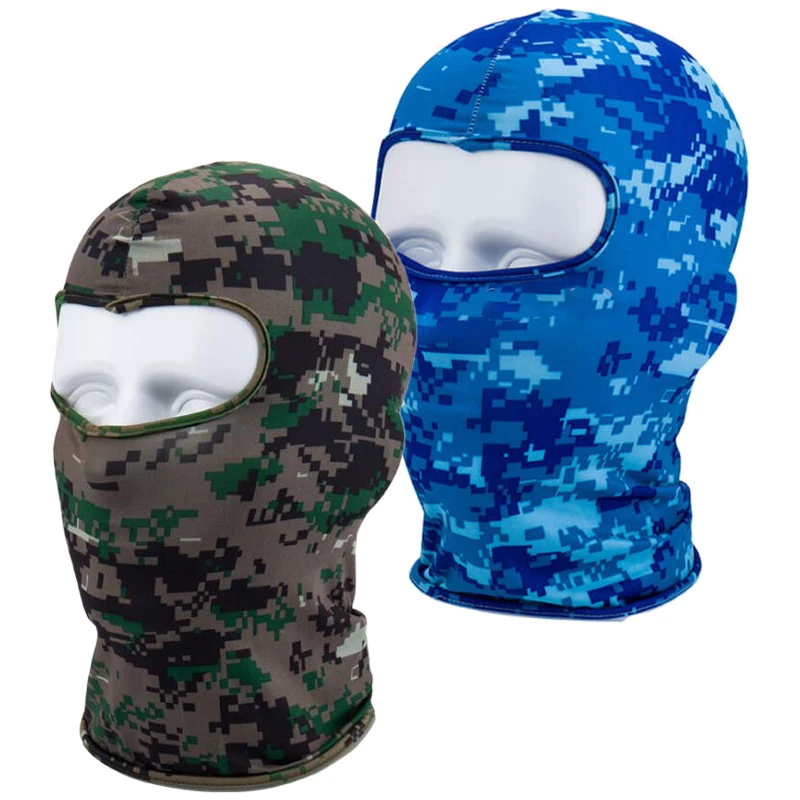 Outdoor Full Face Mask Spandex passamontagna sottile moto ciclismo sci CS maschera digitale verde Camo