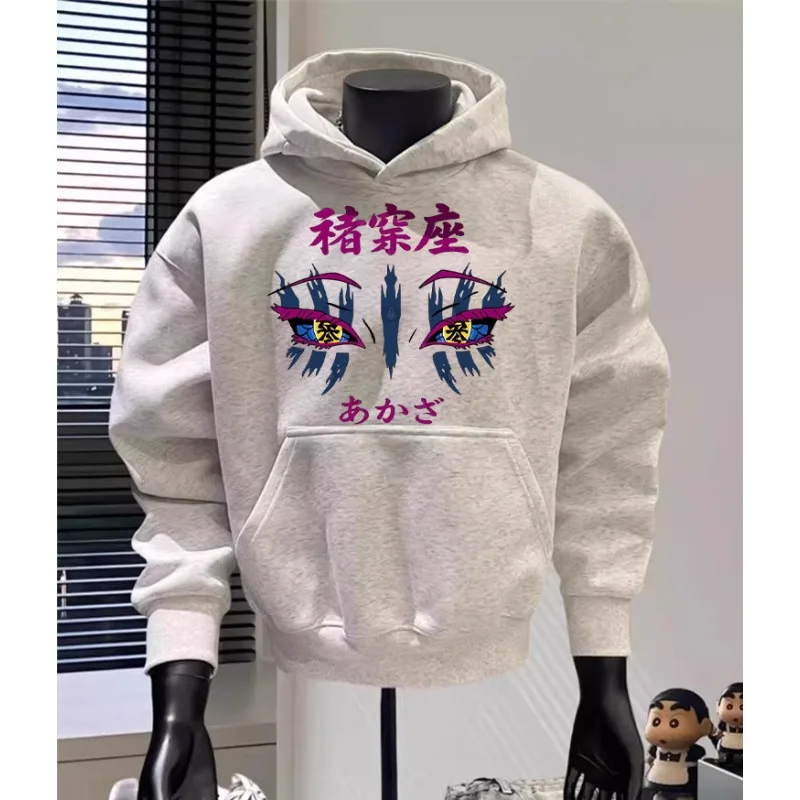 

Осенне-зимняя толстовка с капюшоном в японском аниме «Убийца демонов» Akaza с узором Harajuku Y2k, топ с длинными рукавами для пар для мужчин и женщин