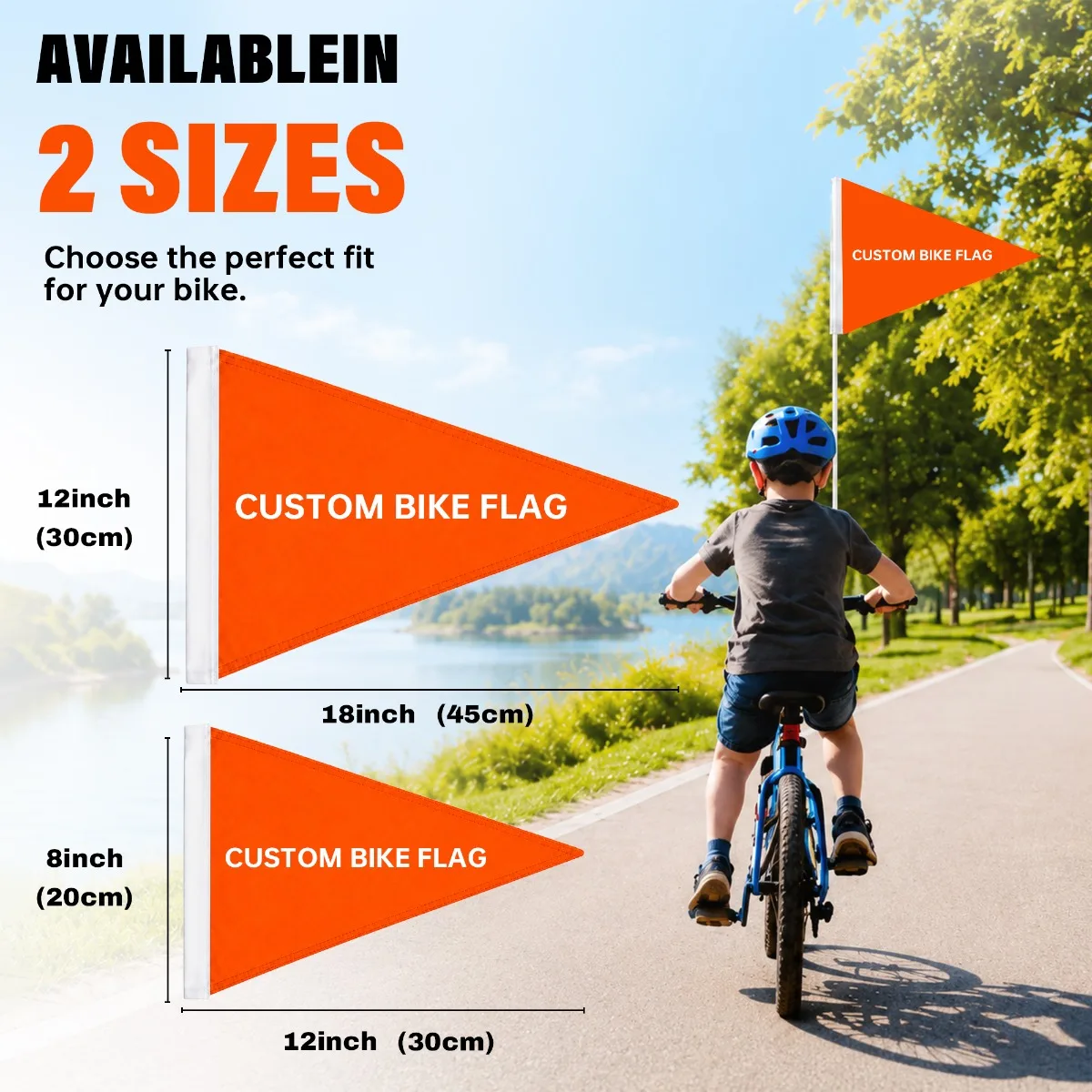 Custom Polyester Bicycle Safety Triangle Flag Visibility Warning Pennant For Children Bike Scooter Cycling Decor Accessories