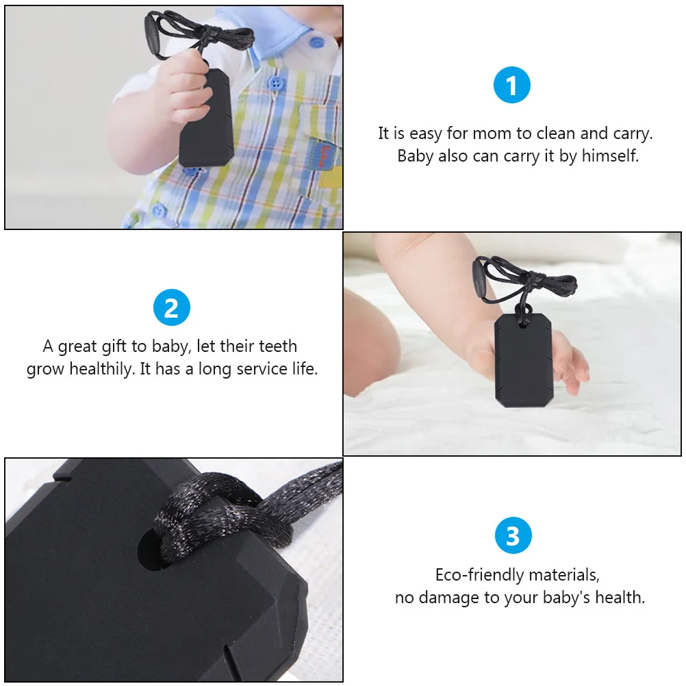 Gryzak dla niemowląt w kształcie identyfikatora, czarny silikon, gryzaki dla chłopców i dziewczynek, do żucia, spożywczy, patyk do gryzienia, ekologiczny, trwały, prezent dla noworodka