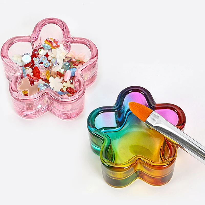 1 Stück Regenbogen kristall klares Glas flüssige Schüssel Dappen Schüssel Glas Tasse mit Deckel Schüssel für Acryl pulver Monomer Nail Art Tool