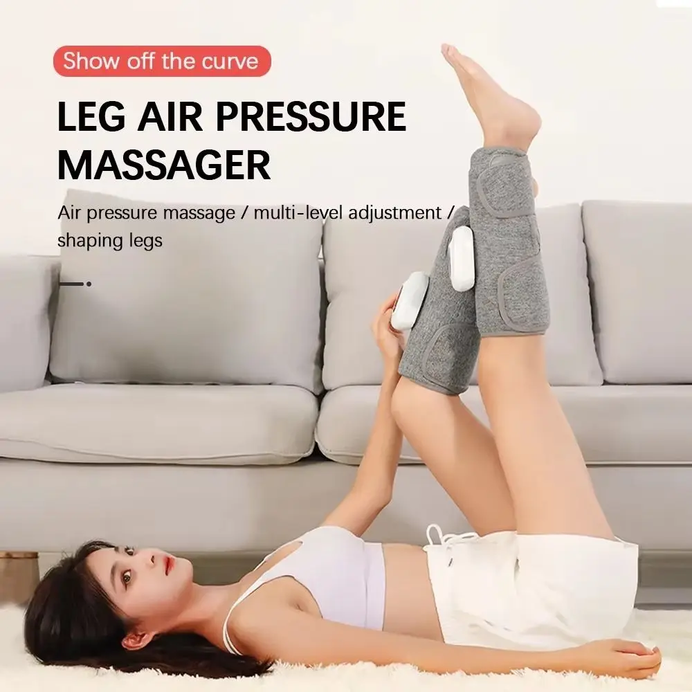 Dirt Resistant Linen Electric Leg Massager 360° Air Pressure Grey Air Pressure Calf Massager Pressotherapy Blood Circulation