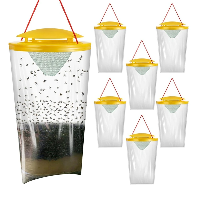 

6 Pack Fly Traps Outdoor, Disposable Hanging Flies Trap Fly Trap Bag Catcher For Outside Farms, Chicken Coops, Stables