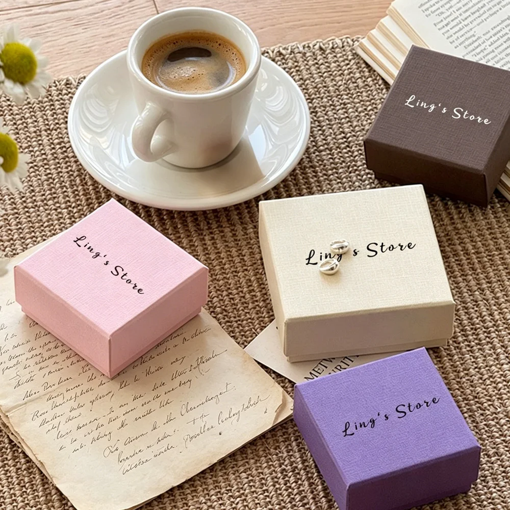 

24pcs Custom Logo Creative Jewelry Paper Gift Packaging Box Necklace Ring Earrings Stud Bracelet Storage Organizer Display Stand