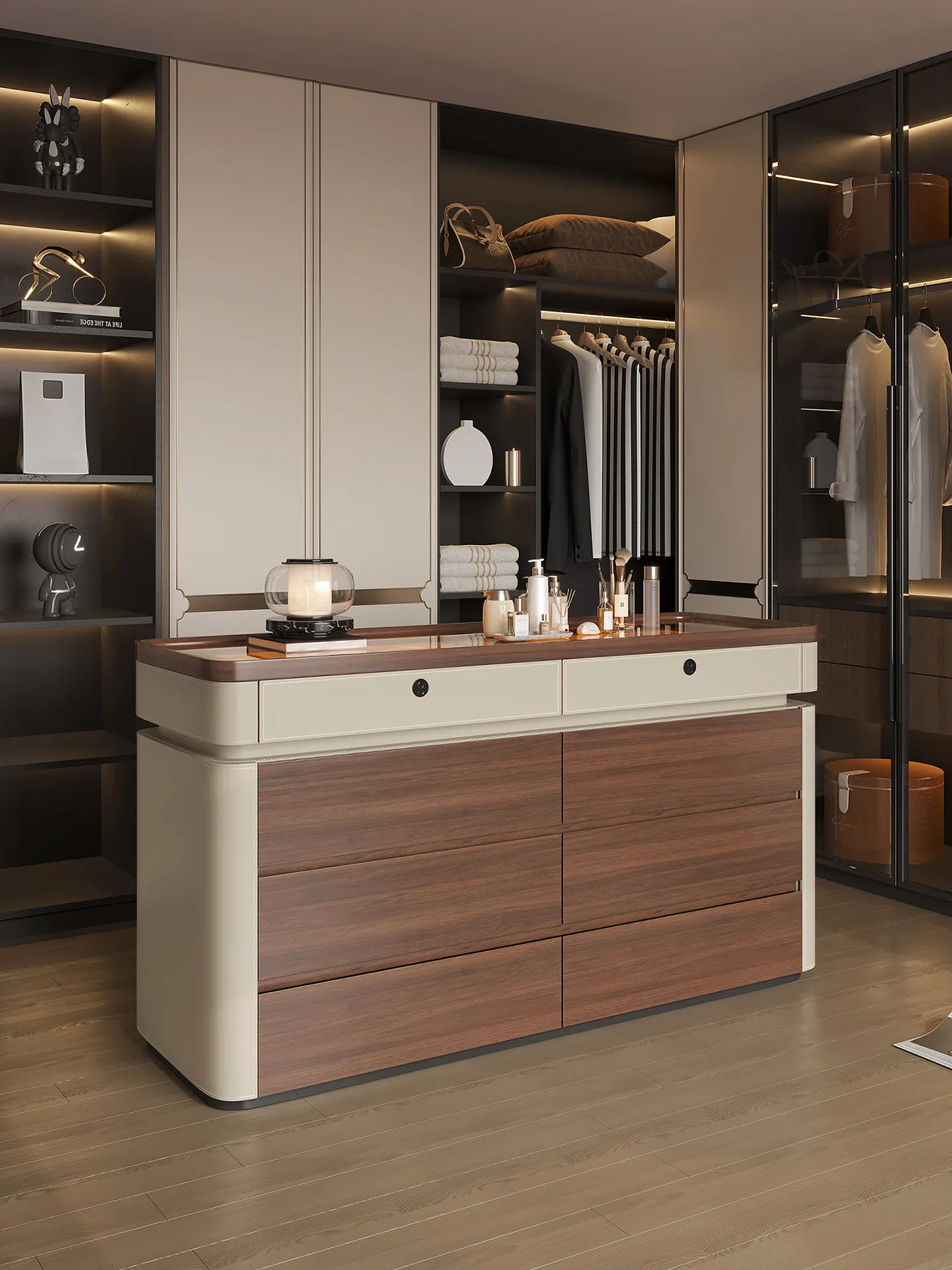 

PYJ Modern Simple Saddle Leather Bucket Cabinet Bedroom Locker Bedside Storage Cabinet