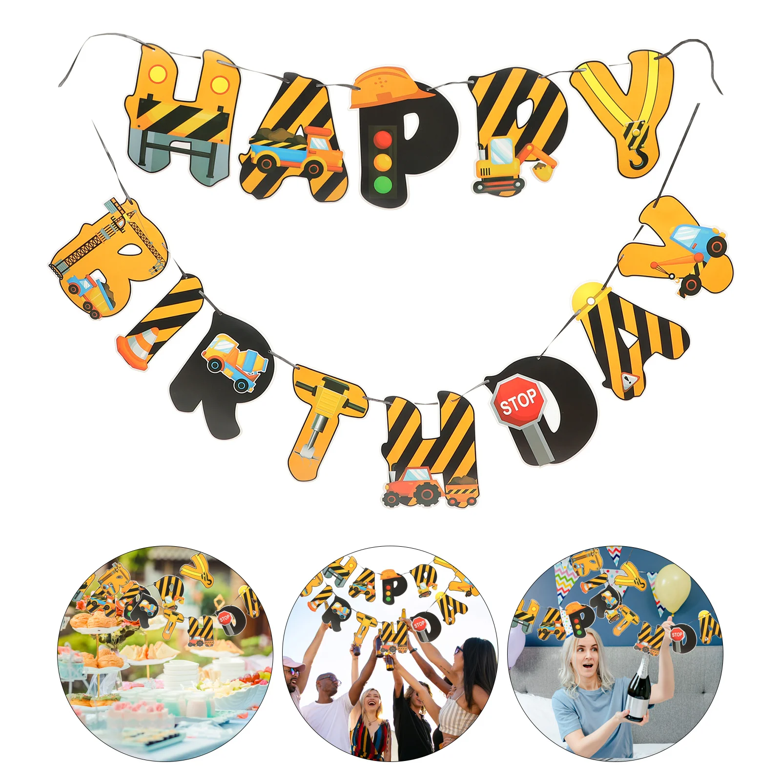 

1 Set Construction Theme Birthday Banner Excavator Dump Truck Bulldozer Party Decorations For Kids Boys 3 Year Old Construction