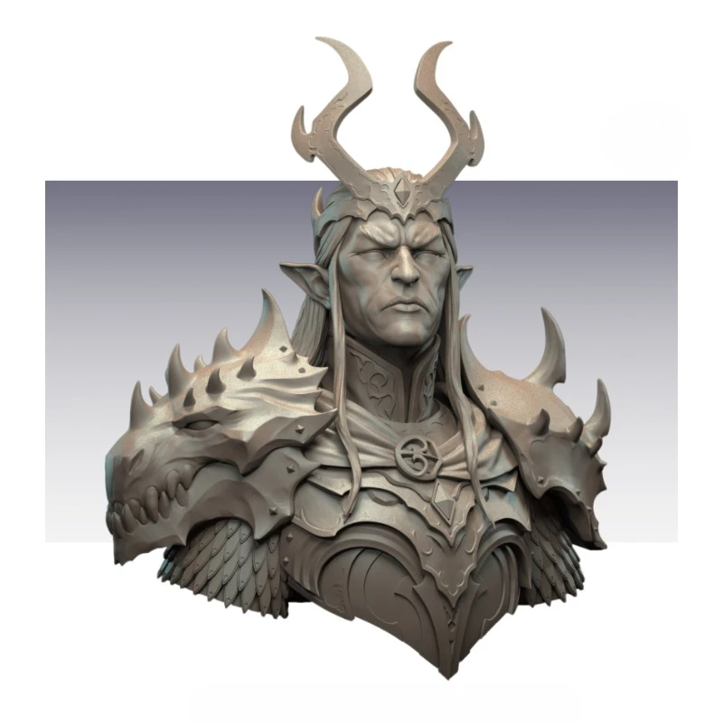 1/12 Scale 72mm Height Die-Cast Resin Bust Model Kit Elven Warrior Statue Unassembled and Unpainted
