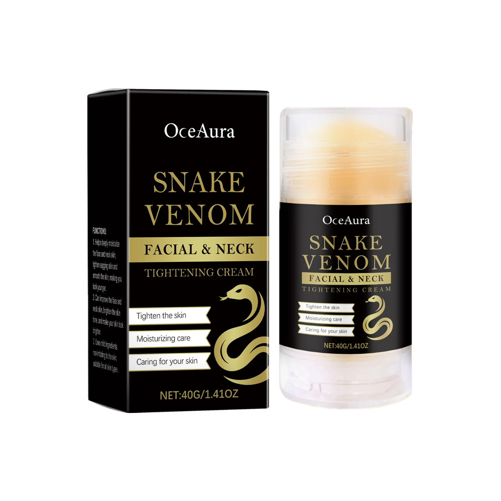 Bâton de soin du cou au venin de serpent, éclaircit les ridules, hydratant raffermissant, prévient le Double menton, améliore le lifting de la peau ample, crème pour le cou