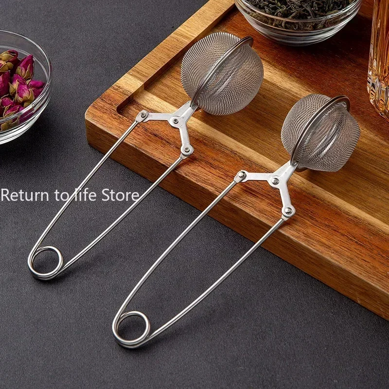 Stainless Steel Tea Infuser Sphere Filter Ball Teaspoon Squeeze Creative Strainer Tea Drip Handle Seasoning Mesh Spoon Ball