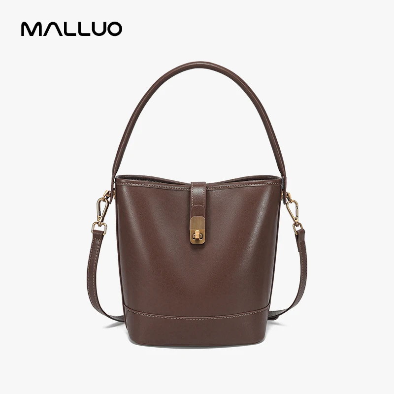 Women\'s Genuine Cow Leather Shoulder Bags Ladies Fashion Versatile Designer Luxury Crossbody Bag Female Bucket Handbags for lady