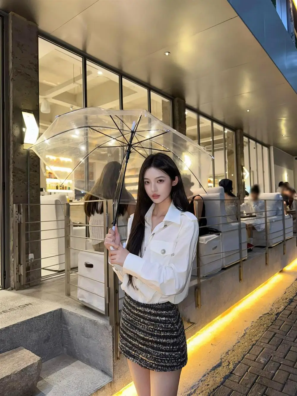 

White Long Sleeve Shirt And Short Skirt Two-Piece Set Women's Fashion Slim Fit Korean Style Autumn New Arrival Office Wear