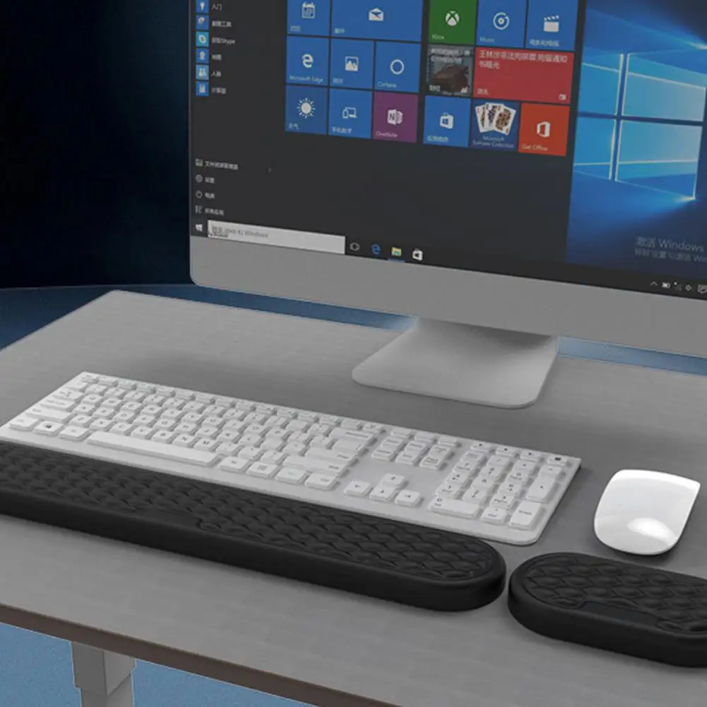 وسادة لوحة مفاتيح مريحة من الجلد الصناعي مع رغوة ميموري ، مجموعة معصم للمكتب ، دعم لتخفيف الألم