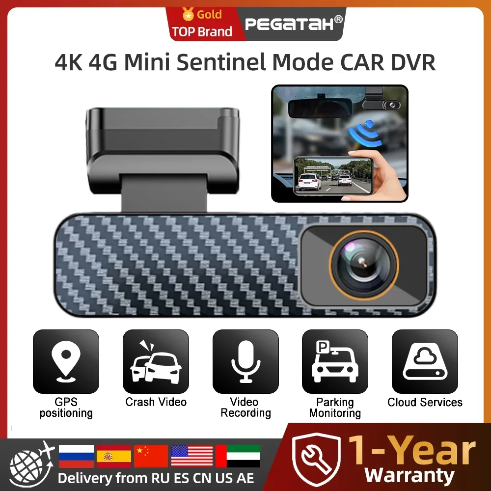 

PEGATAH 4G Smart Car Camera with GPS Tracking - Remote Live View Cloud Storage Instant Collision Alert & 24/7 Parking Monitor