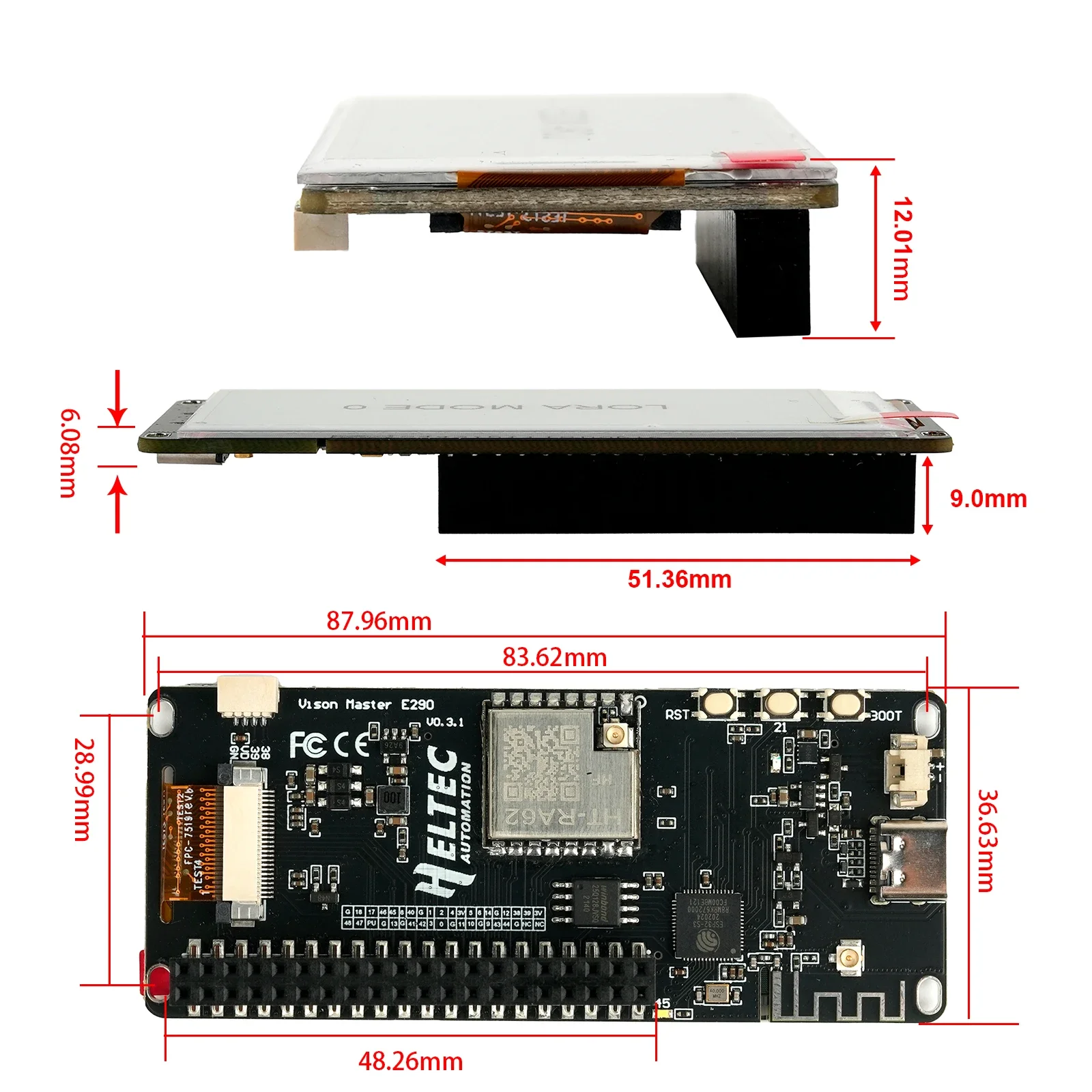 2.9-inch ESP32S3R8 development board LoAaWAN node EINK electronic ink screen 915mhz with lora