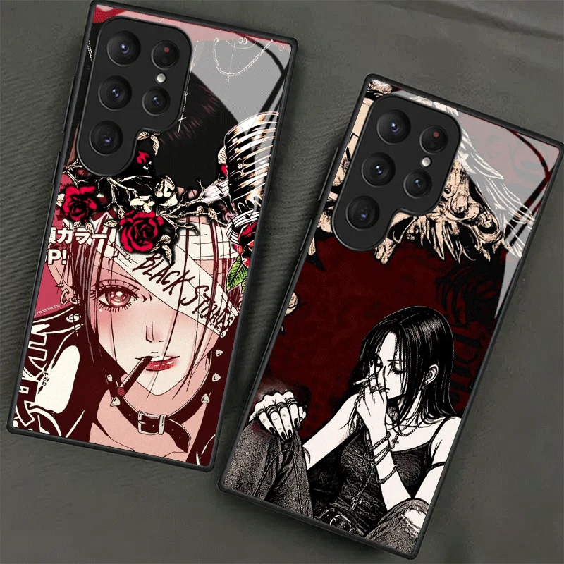 NaNa Osaki Anime Tempered Glass Phone Case for Samsung Galaxy S24 S25 S26 Ultra Edge S23 FE S22 Plus S21 + S20 Shockproof Cover