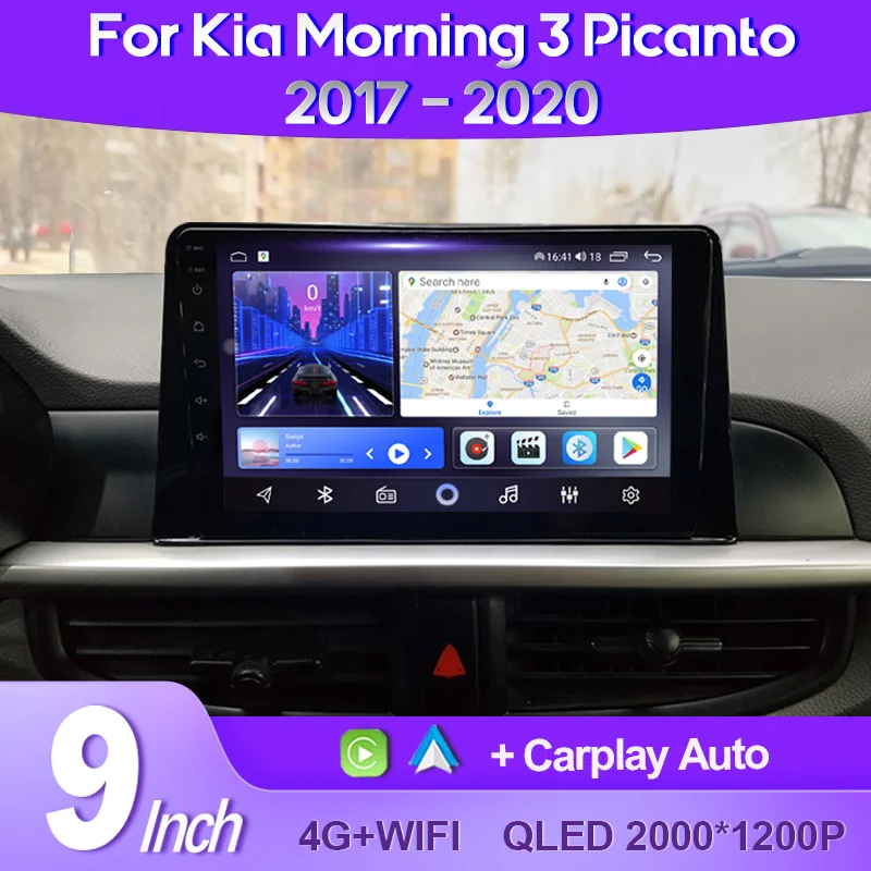 

QSZN For Kia Morning 3 Picanto 2016- 2020 2K QLED Android 13 Car Radio Multimedia Video Player GPS AI Voice 4G CarPlay Head Unit