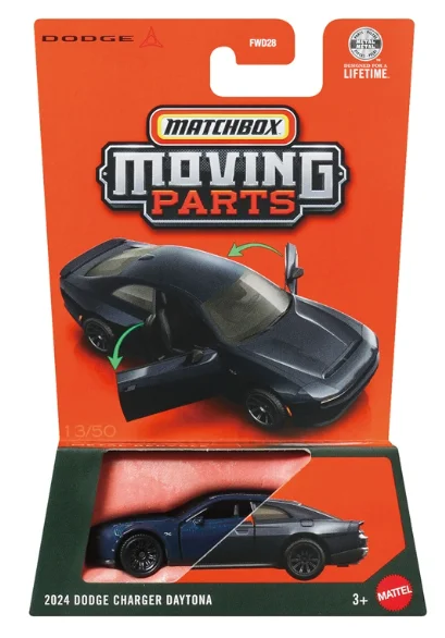 2026 Matchbox Moving Parts Car 2024 Dodge Charger Daytona R/T 1/64 Metal Die-cast Model Collection Toy Vehicles FWD28