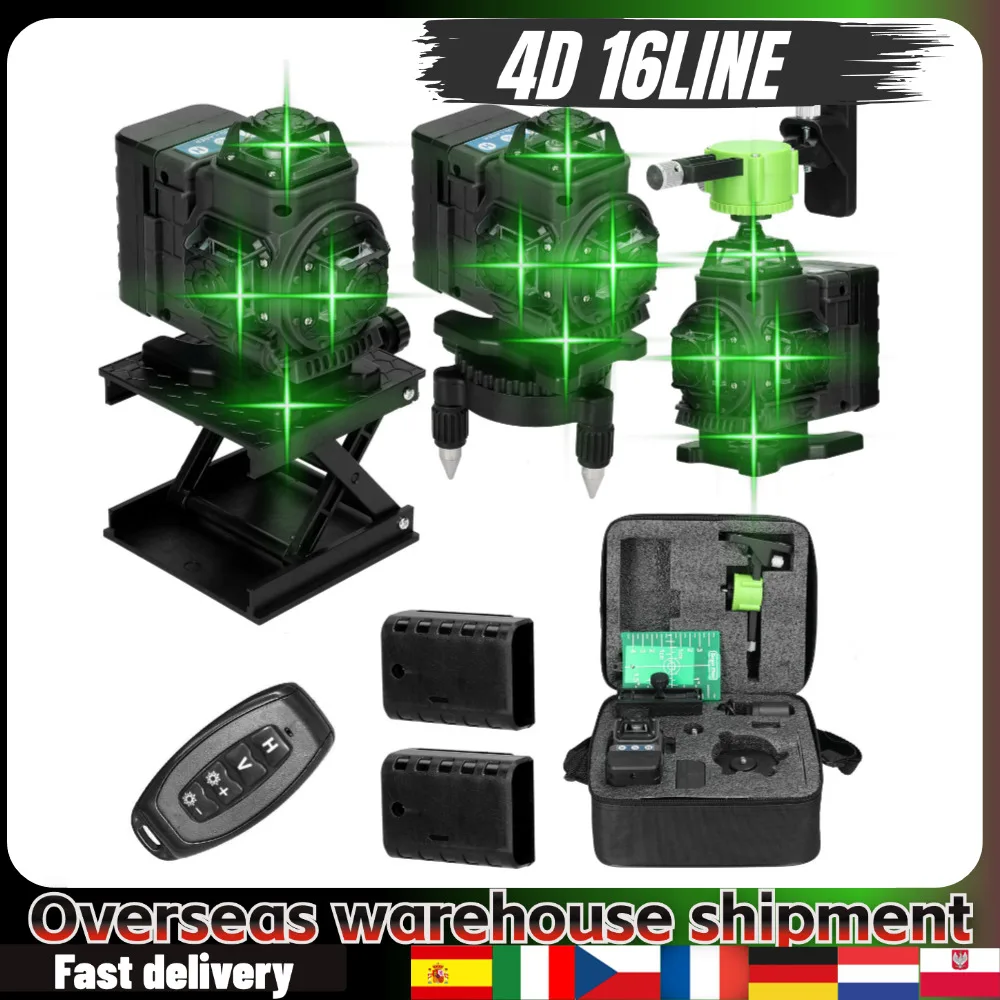 Multifunctional 4D 16 Lines 360 Laser Level 3° Self-leveling Machine Rechargeable Lithium Battery Leveling Tool