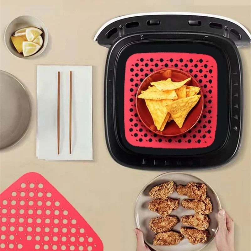 Reusable Silicone Air Fryer Mat Non Stick Baking Pad Inner Liner Cooking Bakeware Oil Cake Grilled Saucer