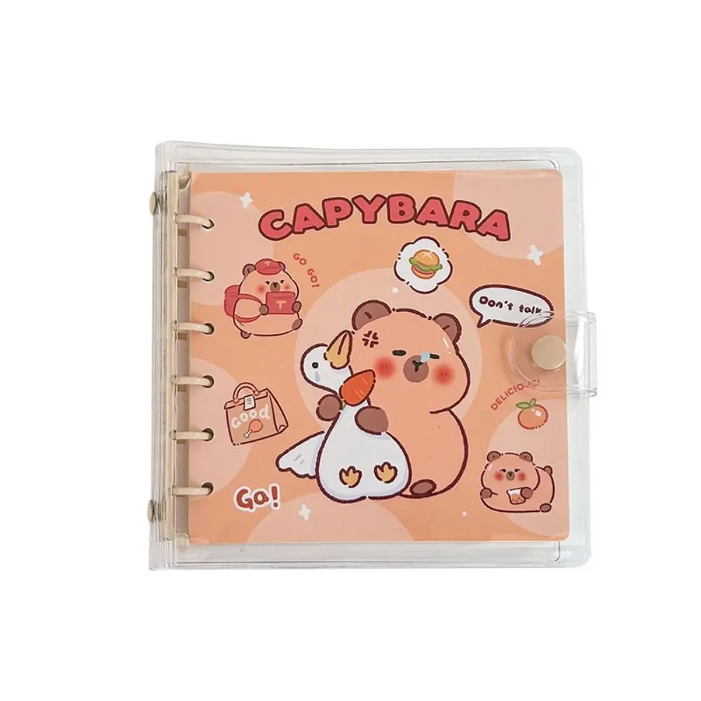 Mini 6 หลุม Capybara โน้ตบุ๊คน่ารักความงามหลวม Binder บันทึกประจําวันการ์ตูนโปร่งใส MeMO Pad นักเรียน