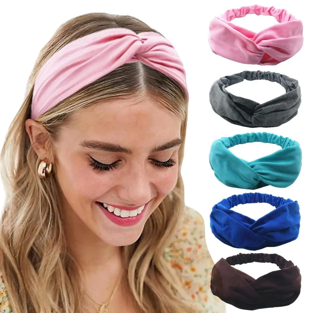 Cotton Twist Headbands for Women Knot Elastic Hairbands Sport Yoga Head Bands Makeup Spa Headwrap Bandage Girls Hair Accessories