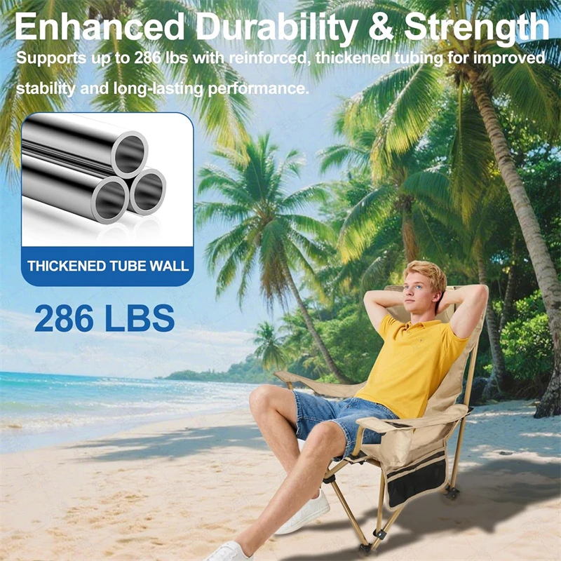 1 PCS 4 Position Adjustable Camping Chair With Footrest Portable Folding Chair For Outdoor Fishing Beach Travel Picnic Relax image 5