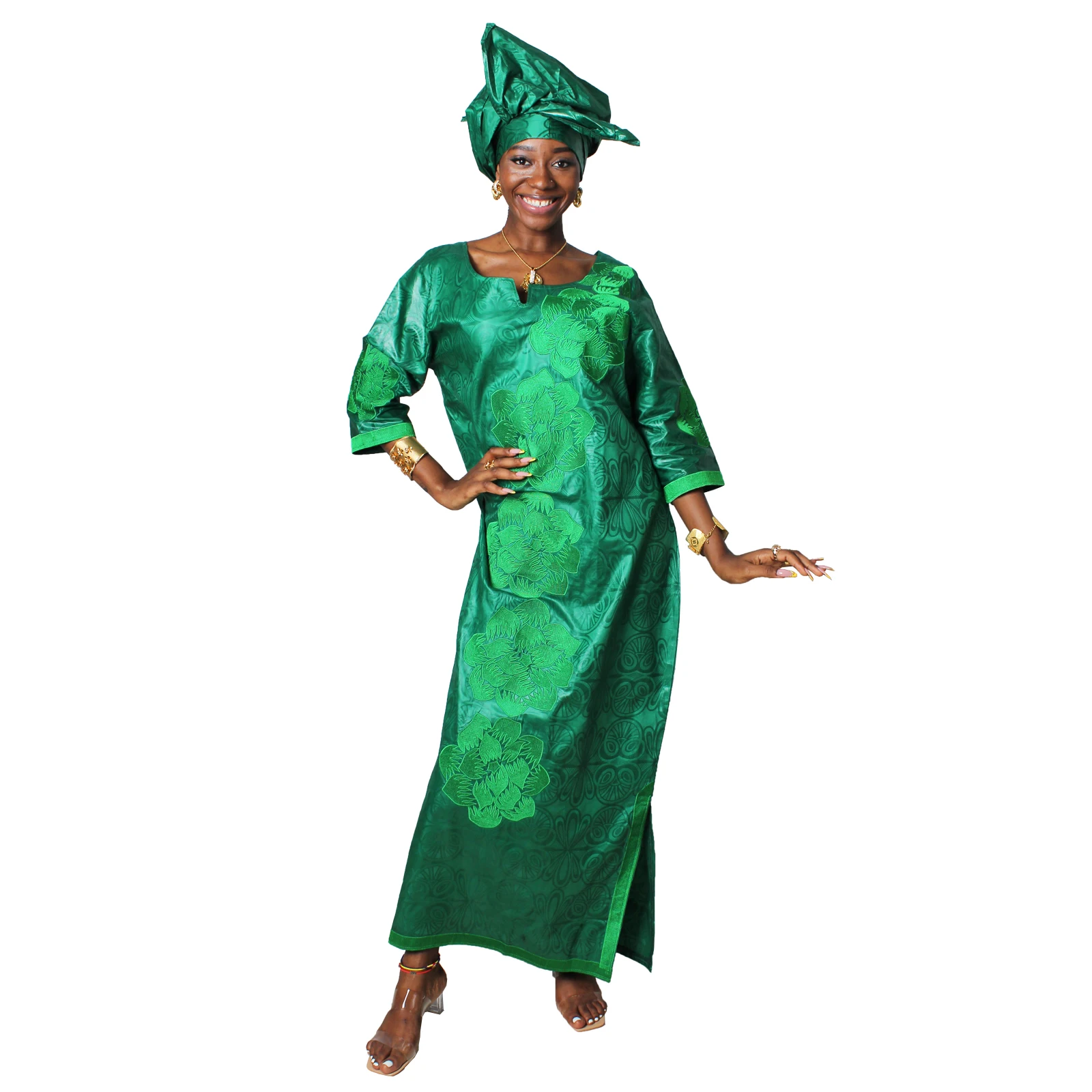 ملابس أفريقية للنساء عباية مطرزة مقاس كبير فستان كنيسة أنيق للحفلات #5