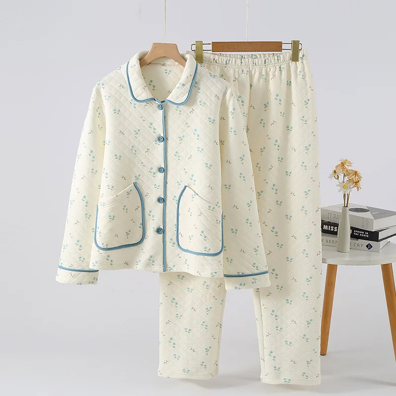 

Women's Clothing Pajamas Winter Keep Warm Comfortable At Home Outdoors Sleep Leisure Long Sleeves Pants Suit Exquisite Fashion