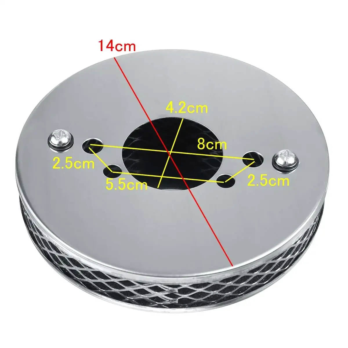 2PCS Car Chrome Pancake High Air Flow Air Filter 14x3cm For All 1.25 inch SU HS2 Carburettors