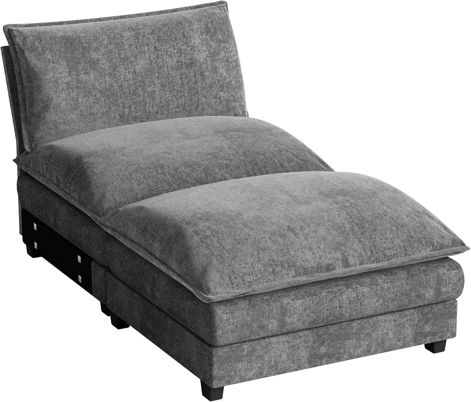 

Modular Sectional Sofa with Reversible Ottoman, DIY Chenille Deep Seat Cloud Couch for Living Room, Apartment, Light Grey 1-Seat