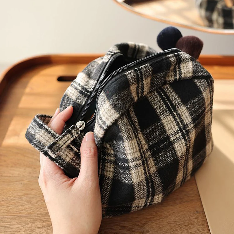 Retro-Kosmetiktasche, Canvas-Clutch, große Kosmetiktasche, Reise-Toilettentasche, tragbare Aufbewahrungstasche für Lippenstift, Damen-Bade- und Duschbeutel – Detail 2