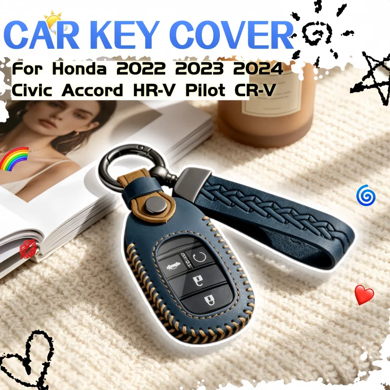 

Car Key Fob Cover For Honda 2022 2023 2024 Civic Accord HR-V Pilot CR-V Car Key Case Protector Holder Shell