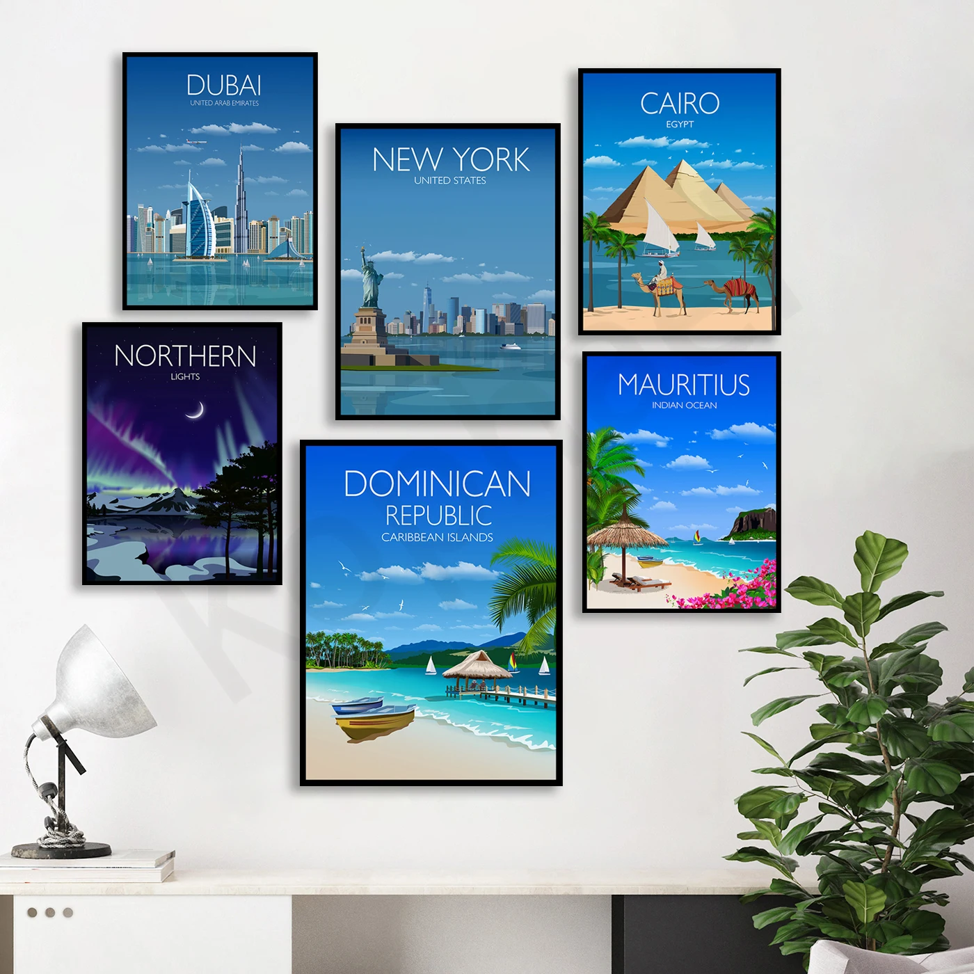 

Dominica Dubai Saint Tropez Brighton San Francisco Los Angeles Boston New York Mauritius Cairo . City Travel Landscape Poster