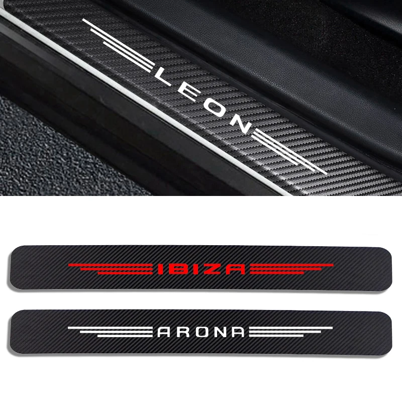 For Seat Leon MK3 MK2 Ibiza 6J 6L FR Ateca Arona Carbon Fiber Car Door Sill Protector Sticker Decal Auto Accessories