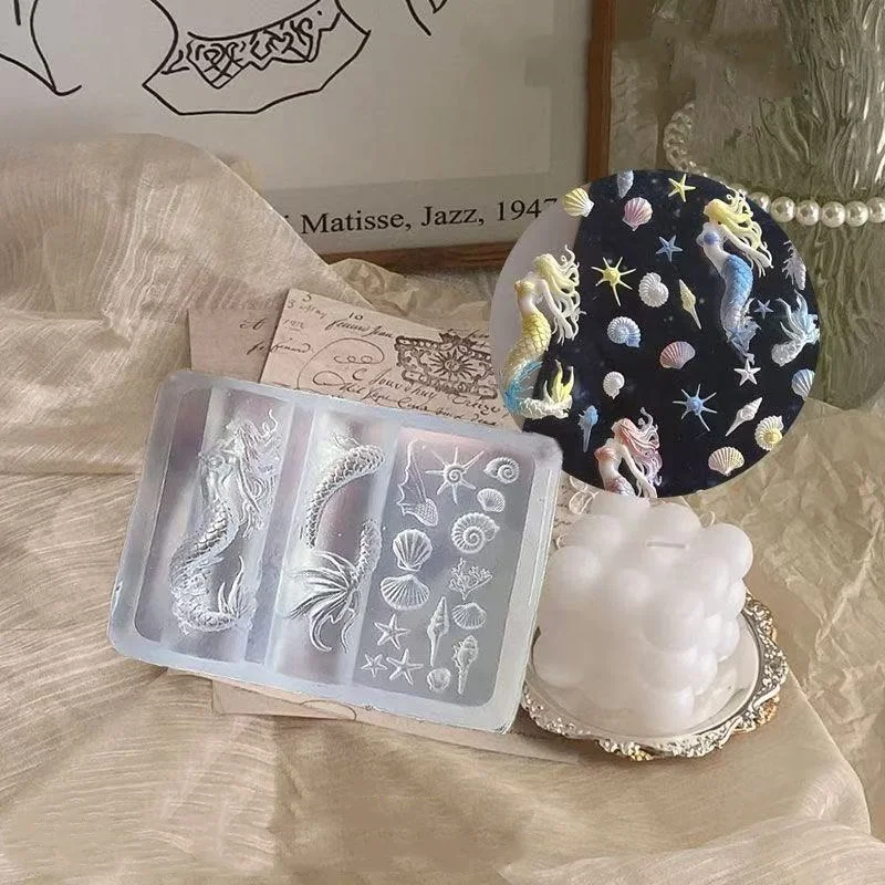 Stampo per unghie 3D conchiglia di mare Strumenti per unghie in silicone Sirena estiva Spiaggia Oceano Pendenti per unghie Stampi in resina Accessori per nail art Forniture per unghie