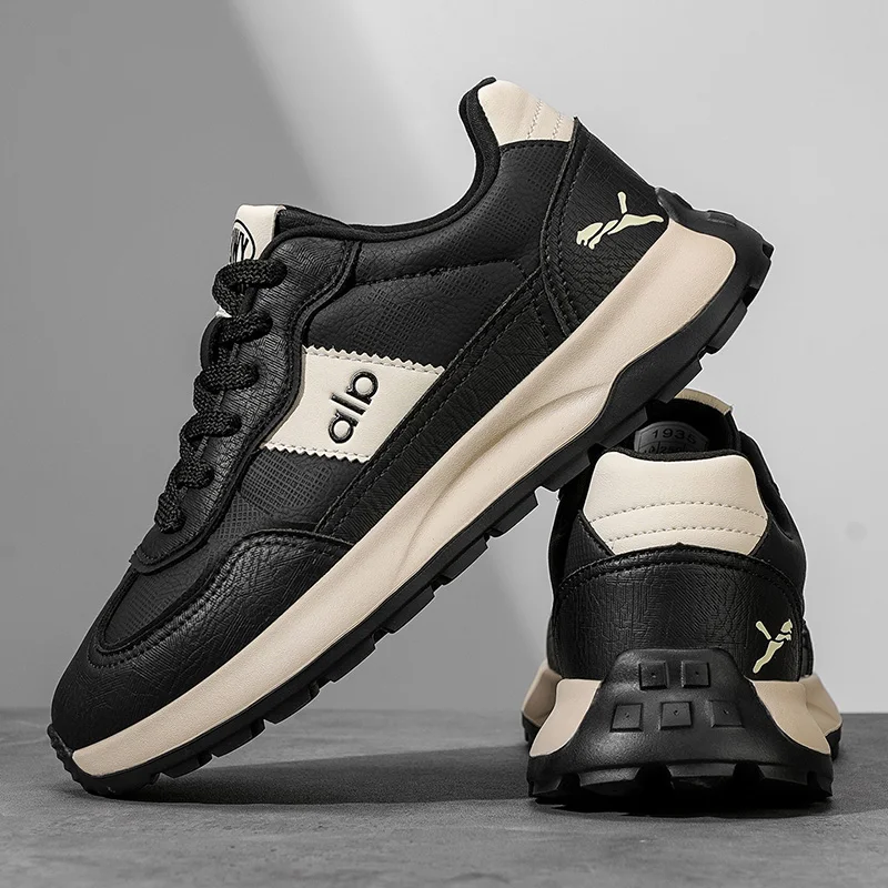 

Spring New Men Casual Sports Shoes Versatile Leather Surface Thick Sole and Versatile Men Shoes Outdoors Comfortable Sneakers