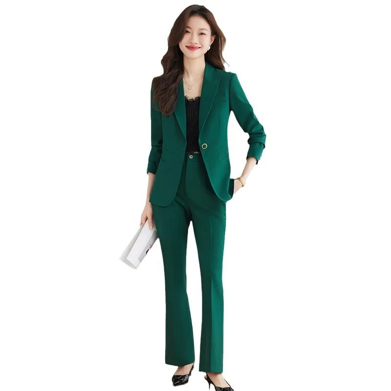 Wine Red Suits Women 2024 New Autumn High End Fashion Temperament Business Slim Blazer And Pants Sets Office Lady Work Wear