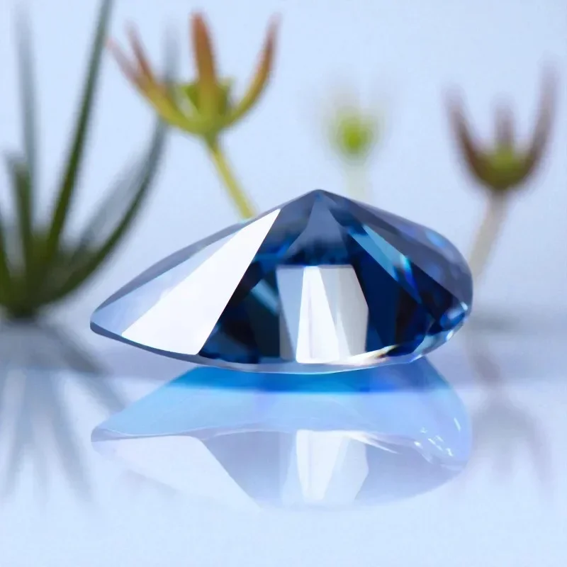 

NEW Moissanite Stone Pear Cut Gemstone Natural Royal Blue Color Lab Grown Diamond For Charms Woman Jewelry Making With GRA Repor