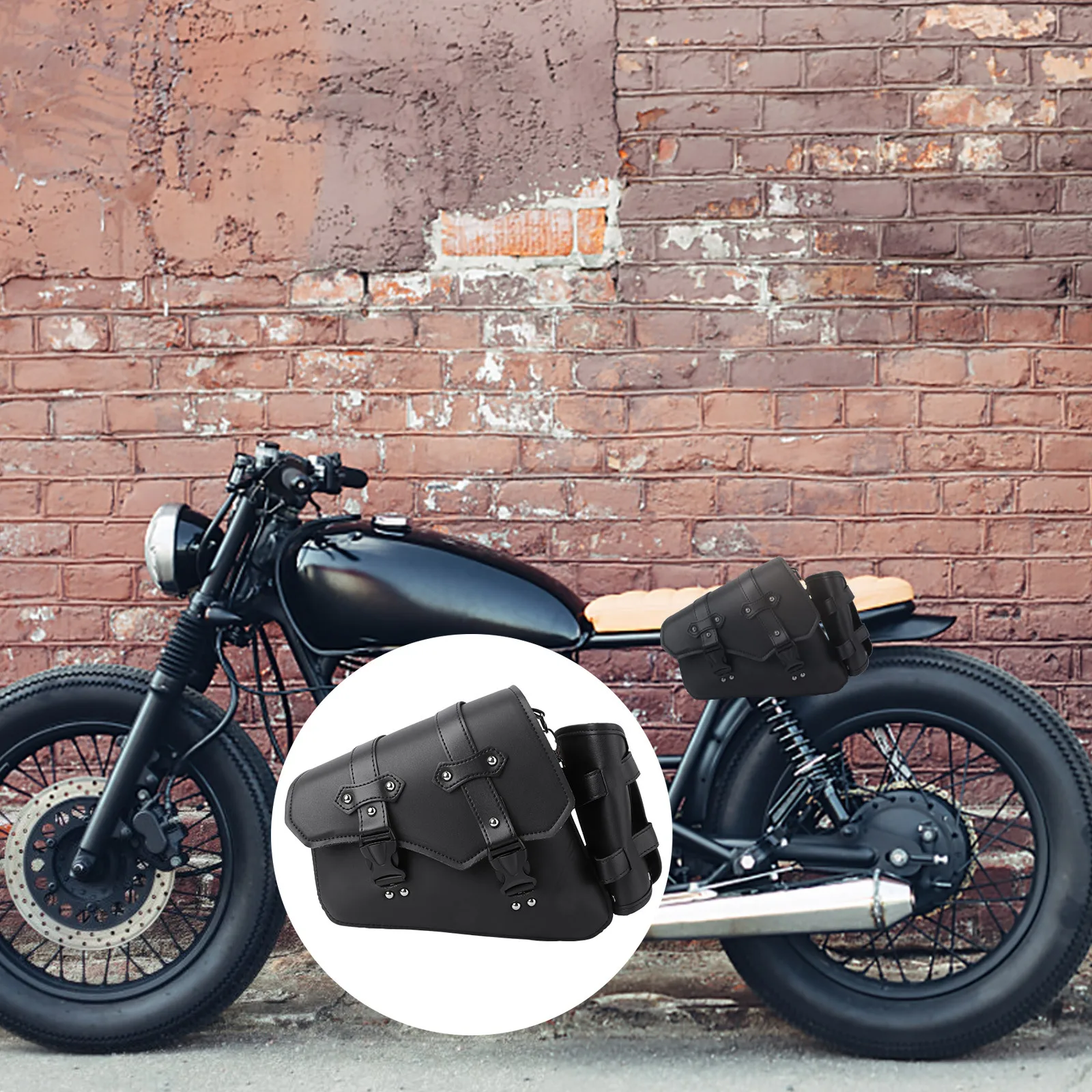 

1Pcs PU Motorcycle Side Case Waterproof Tool Pouch for Swing Arm Saddlebag Storage Keys Phone Wallet Outdoor Riding Essential